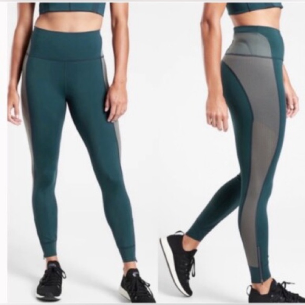 Athleta x Allyson Felix Legend Mesh 7/8 Leggings Lagoon Teal Colorblock XXS